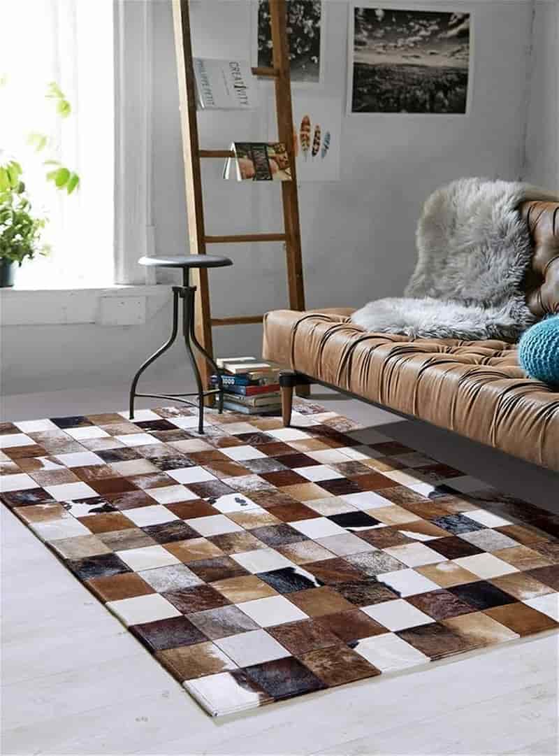 فرش چرم چهل تکه با طراحی متفاوت برای فضاهای لوکس